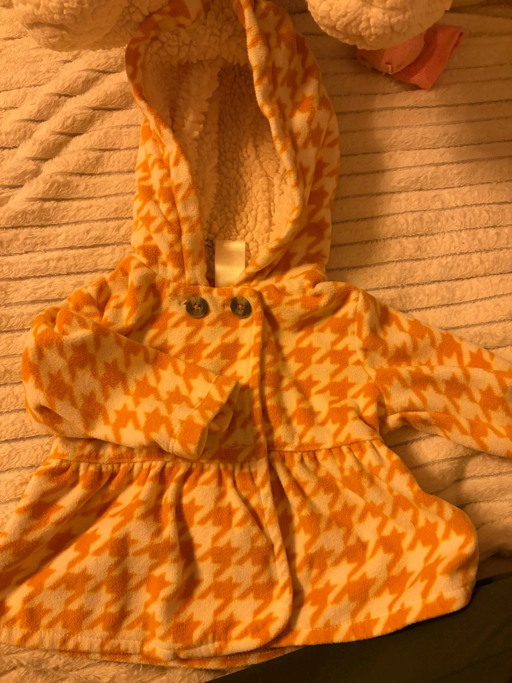 Carter's yellow and White Hooded Fleece Coat